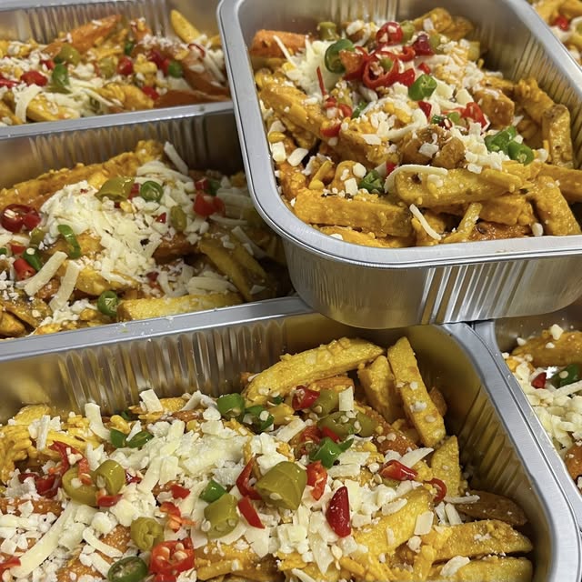 Loaded fries close up