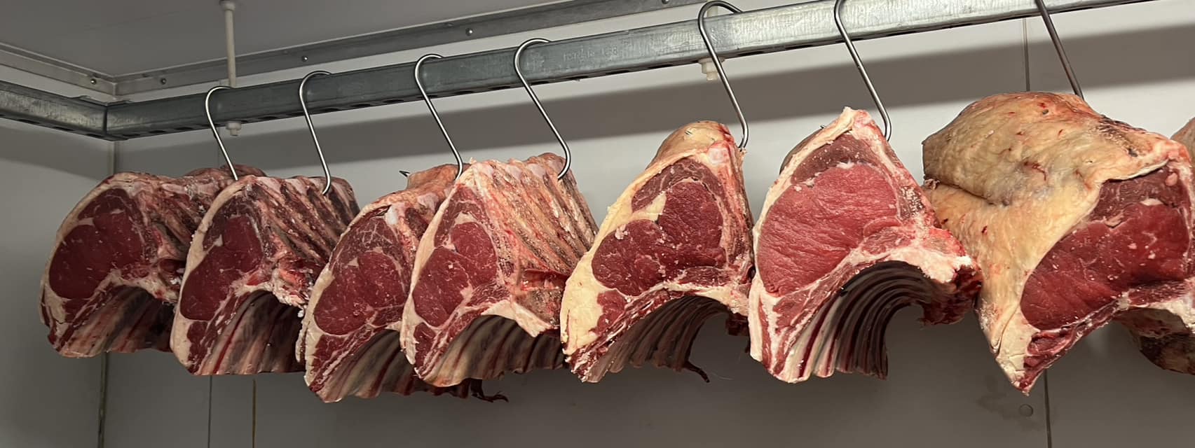 Aged beef hanging